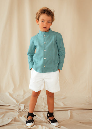 Camisa lino turquesa