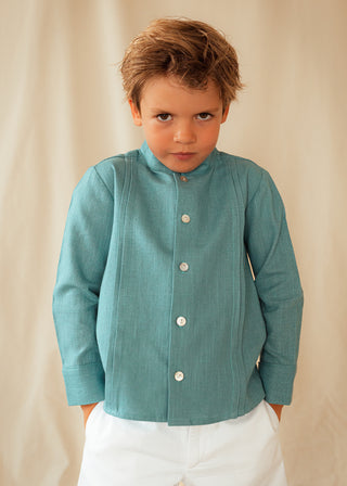 Camisa lino turquesa