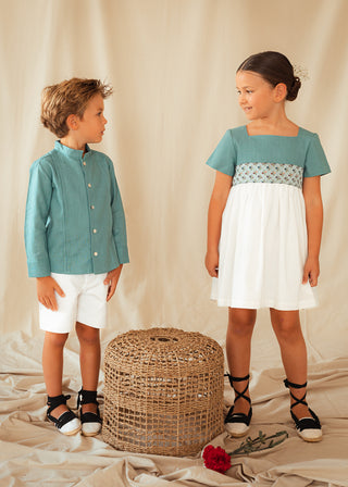 Camisa lino turquesa