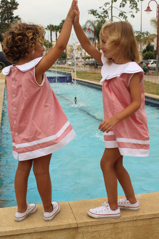 Soft Red Sailor Striped Dress