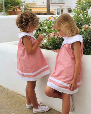 Soft Red Sailor Striped Dress